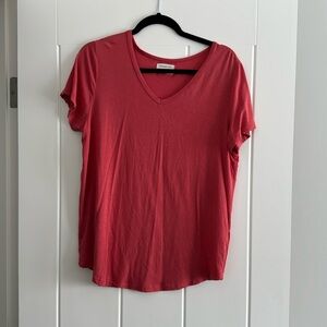 JACKSON Rowe Size L 🇨🇦 T-Shirt V Neck Brick S/S Modal Blend